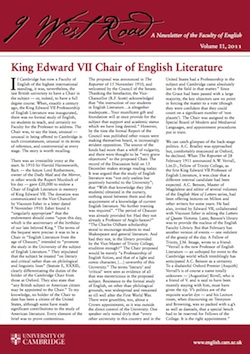 9 West Road - a Newsletter of the Faculty of English (cover image)