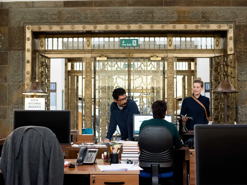 The readers' desk in the University library