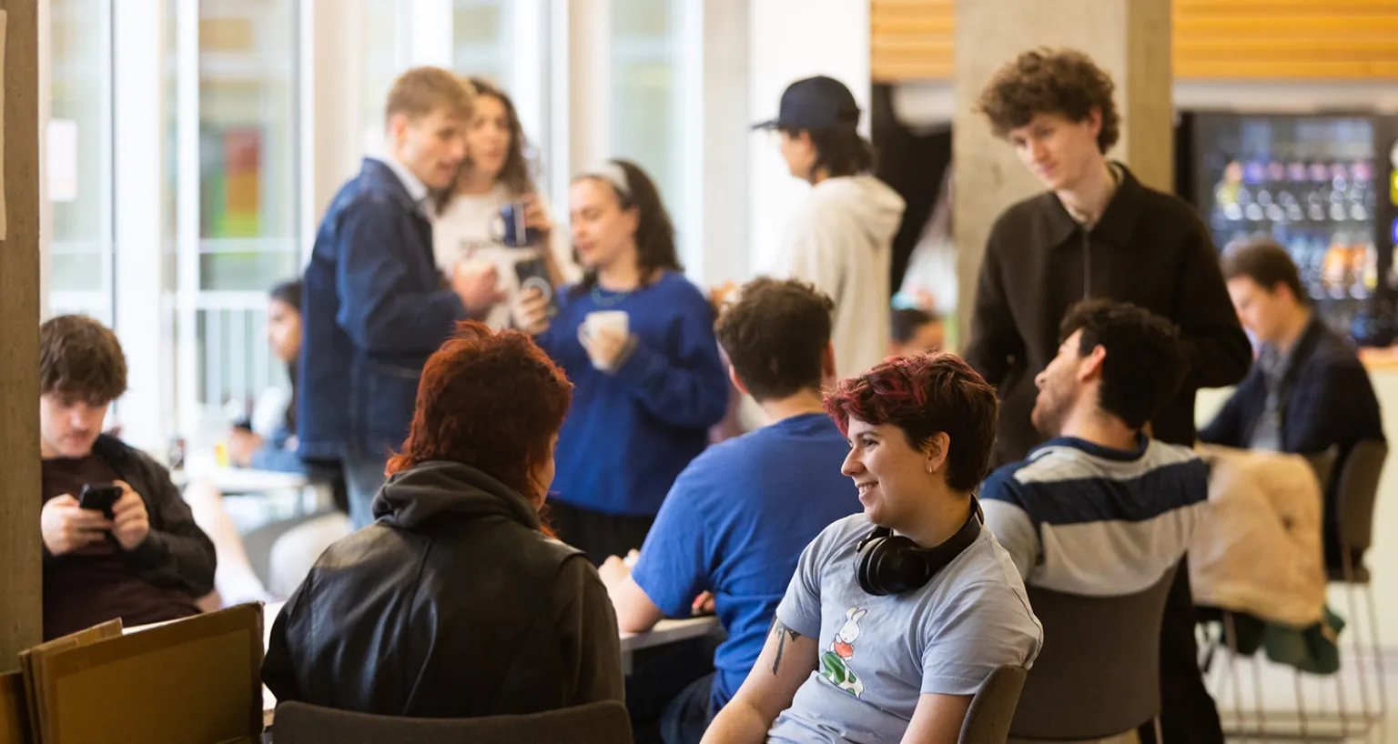 students socialising in Faculty foyer