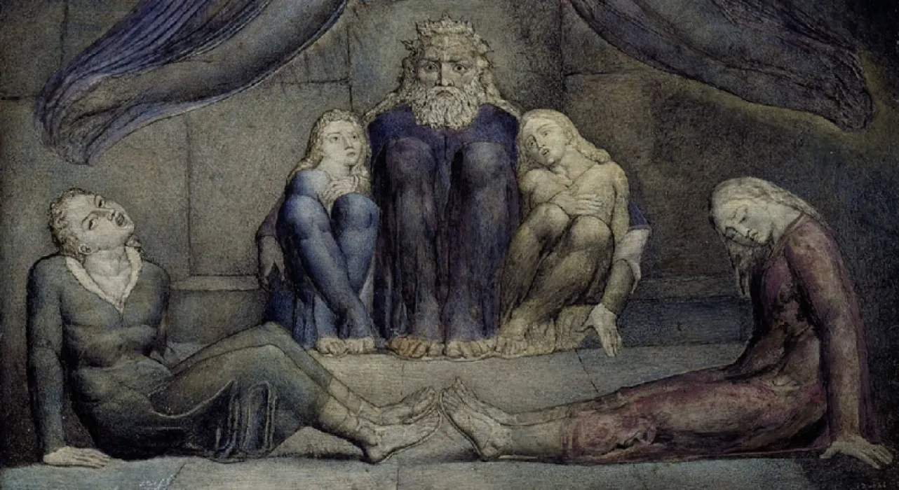 watercolour of Count Ugolino and his sons in prison from Dante's Inferno