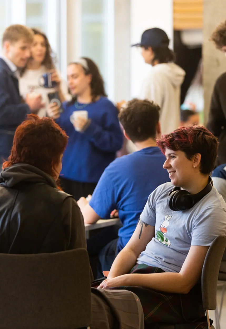 students socialising in Faculty foyer