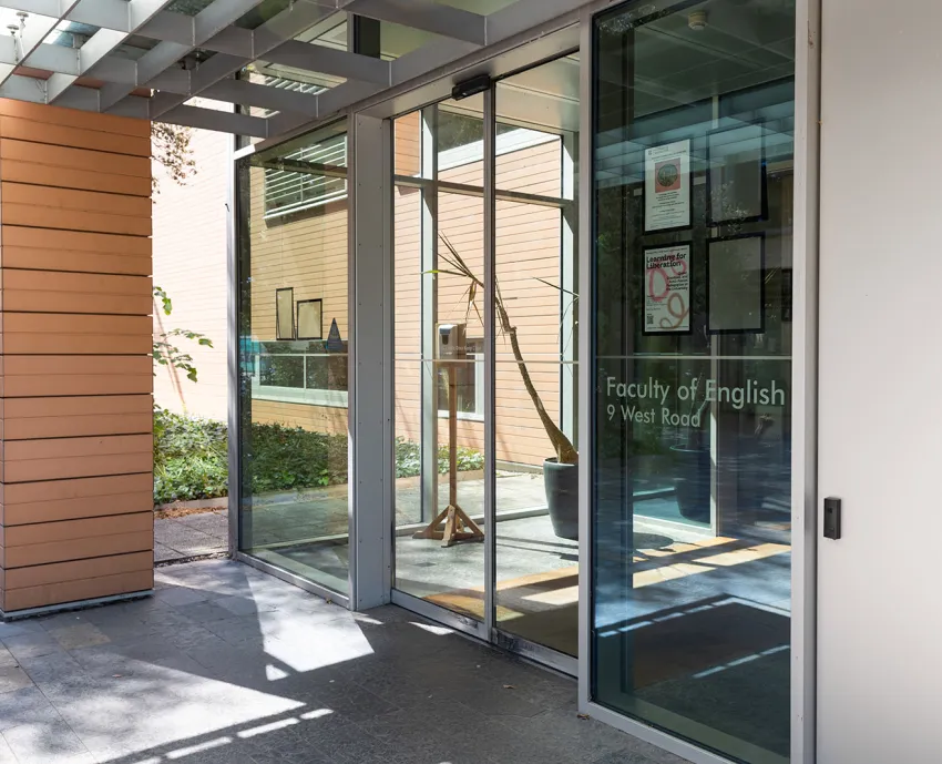 glass entrance to the Faculty building