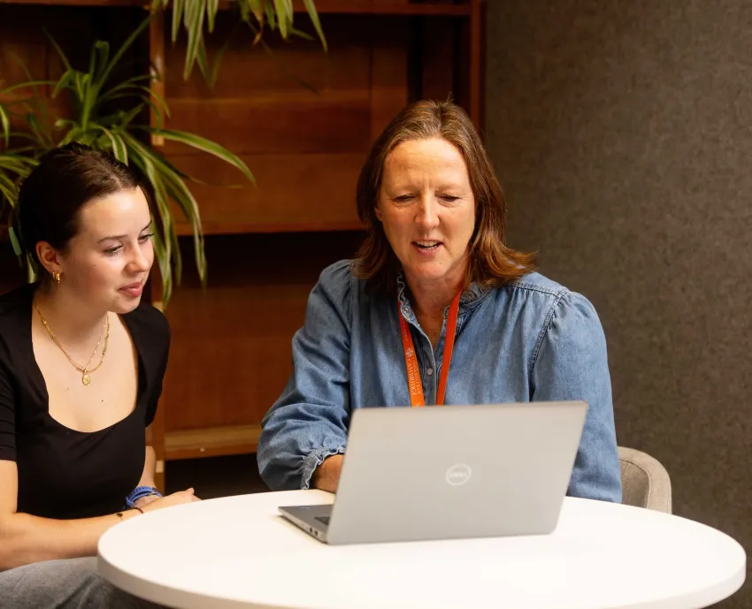 Two University staff members have an informal meeting at the Student Services Careers Centre. Copyright: University of Cambridge (November 2024)