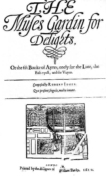 Title page of The Muses Gardin of Delights, by Robert Jones